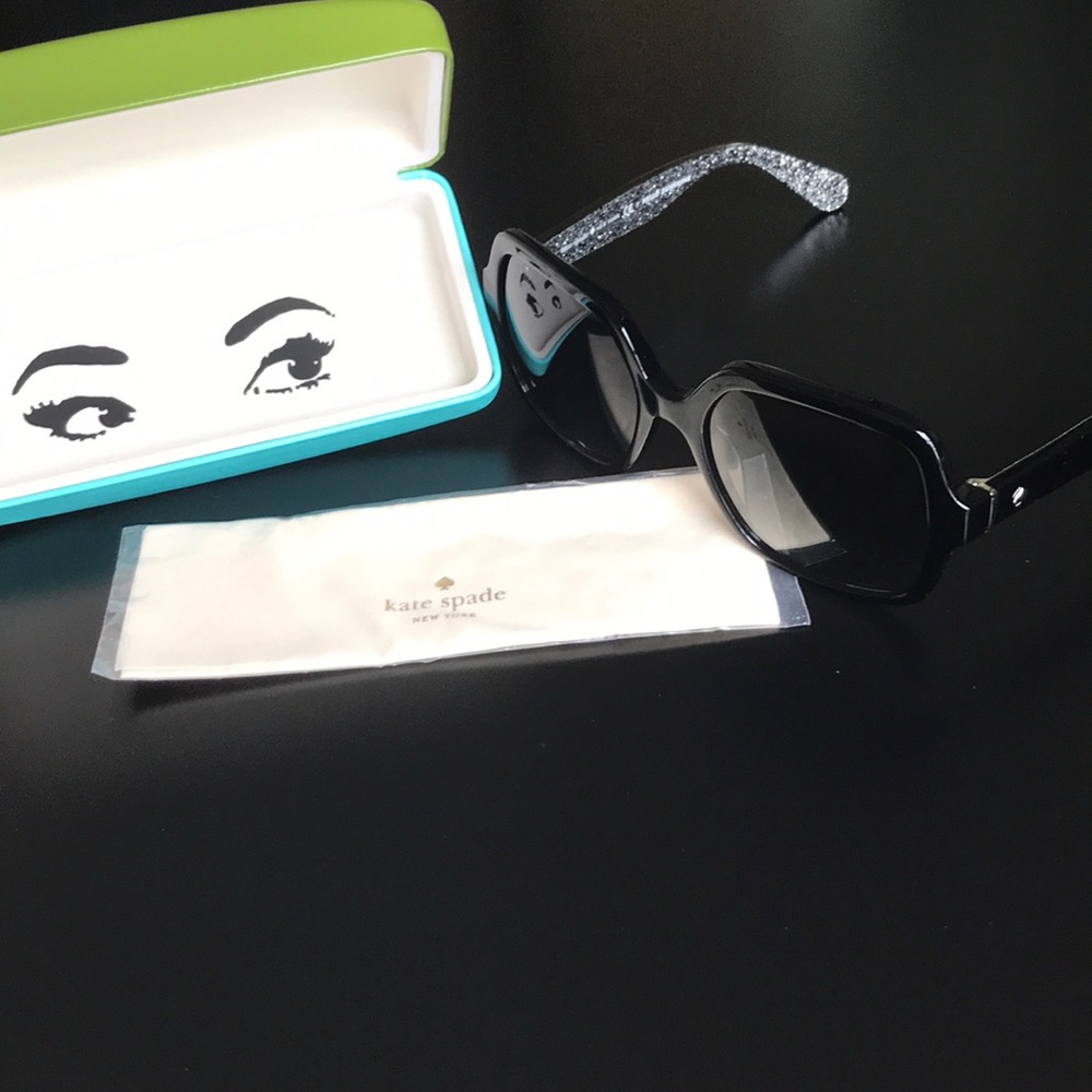 NWT Kate Spade Oversized Black Glitter Sunglasses - Picture 5 of 8